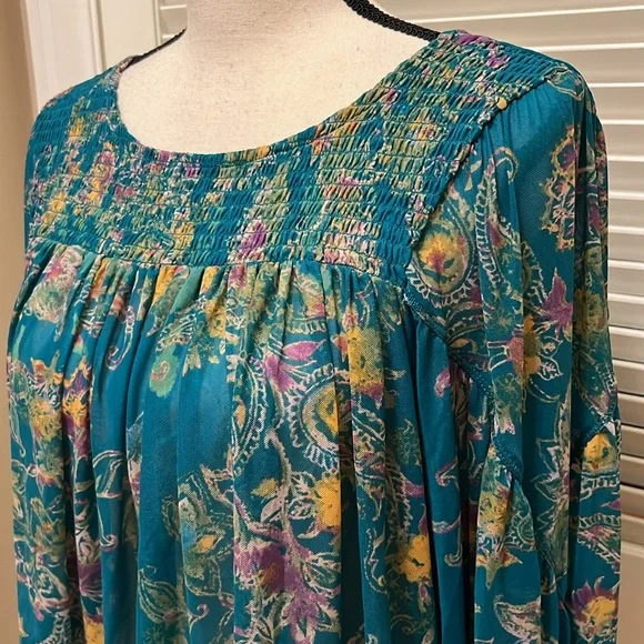 Free People Up For Anything Blouse in Emerald Combo, Size Small - Picture 7 of 17